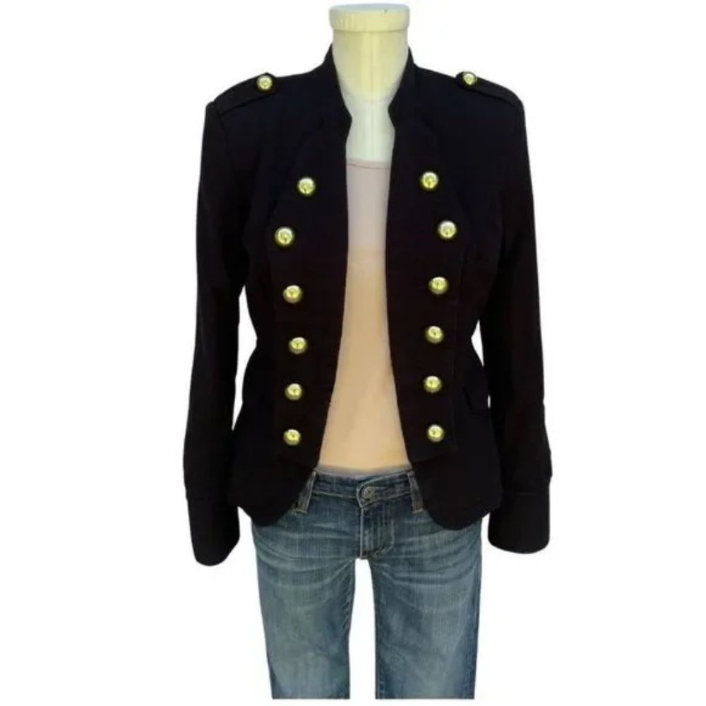 90's Retro Vintage Black Jacket with Gold Buttons